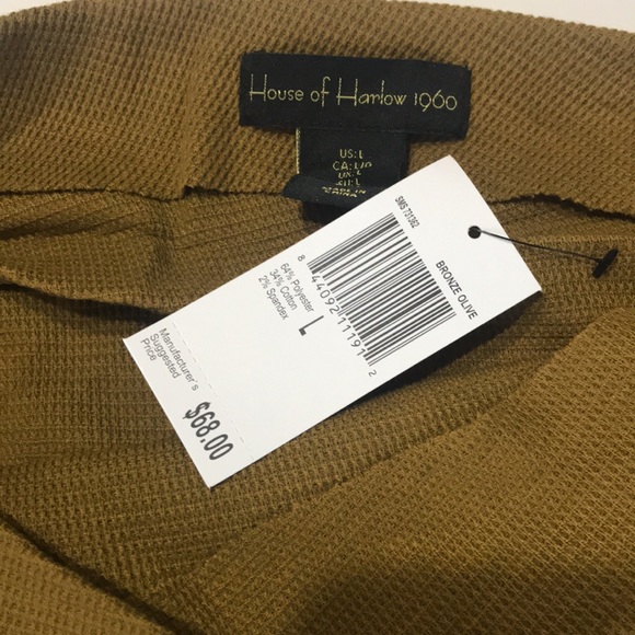 House of Harlow 1960 Waffle Knit Sweater Top Bronze Olive - Picture 6 of 9